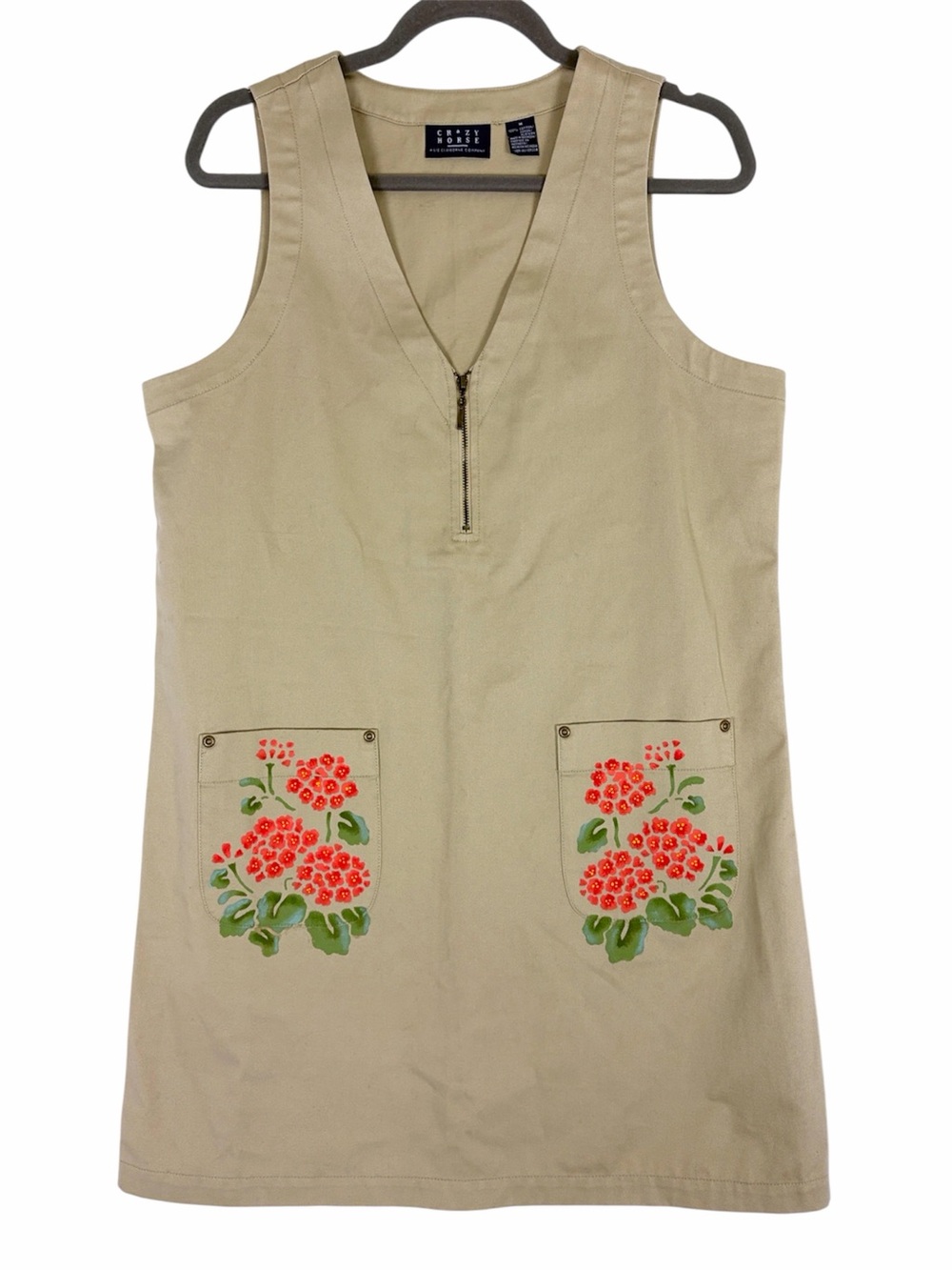 Vintage Crazy Horse Liz Claiborne Hand Painted Dragonfly Jumper Dress M Floral